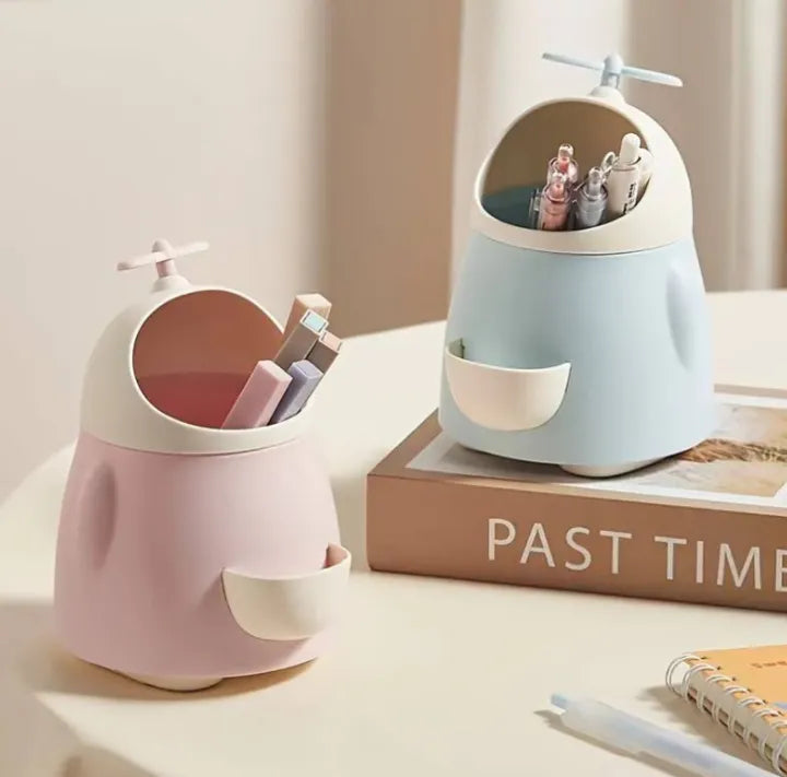 Cute Fan Design Storage Bucket, Multifunctional Pen Holder With Sharpener, Desktop Makeup Brush Storage Box Cute Fan Design Storage Bucket, Multifunctional Pen Holder With Sharpener, Desktop Makeup Brush Storage Box